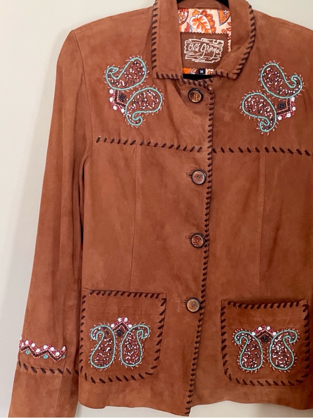 Old Gringo | Beaded Suede Jacket w/ Whipstitching, Sz M ♥ Like new!